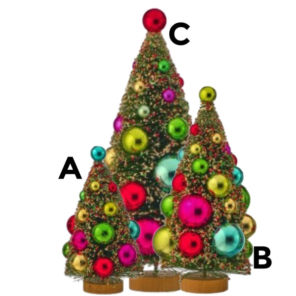 Assorted Multicolour Bottlebrush Tree Figurine, INDIVIDUALLY SOLD