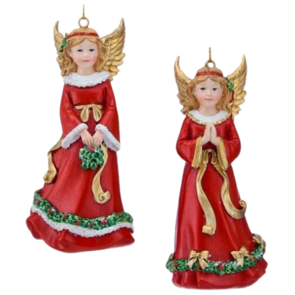 Assorted Angel In Red Dress Ornaments, INDIVIDUALLY SOLD