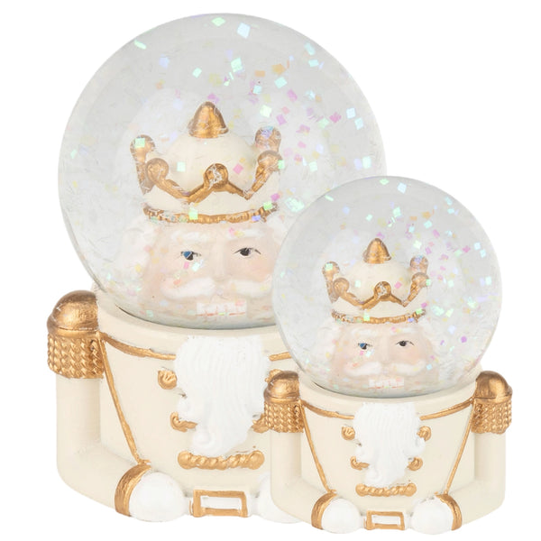 Assorted White & Gold Nutcracker Head Snowglobe, INDIVIDUALLY SOLD