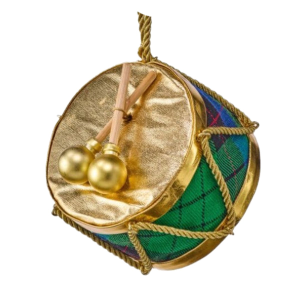 Assorted Plaid Drum Ornament, INDIVIDUALLY SOLD