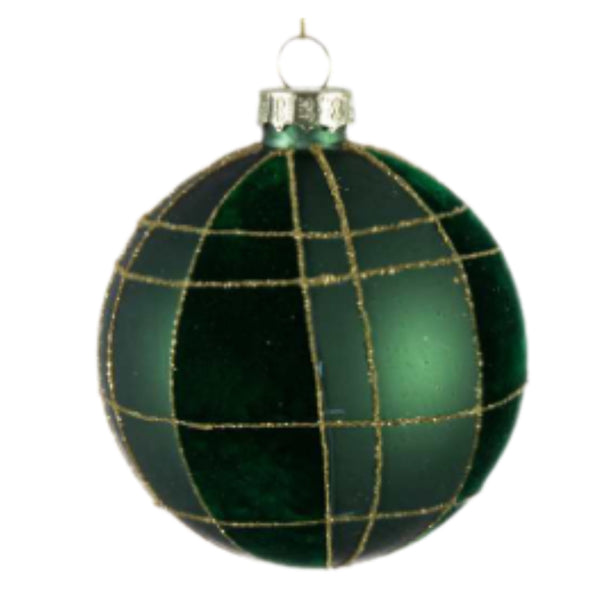 Assorted Green Velvet Plaid Ball, INDIVIDUALLY SOLD