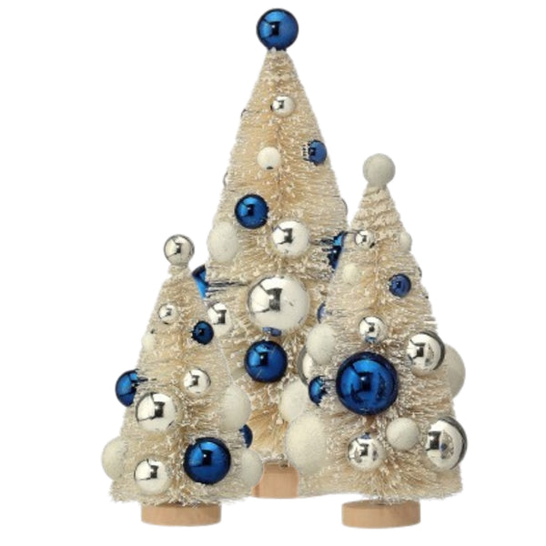 Assorted Blue & White Bottlebrush Tree Figurine, INDIVIDUALLY SOLD