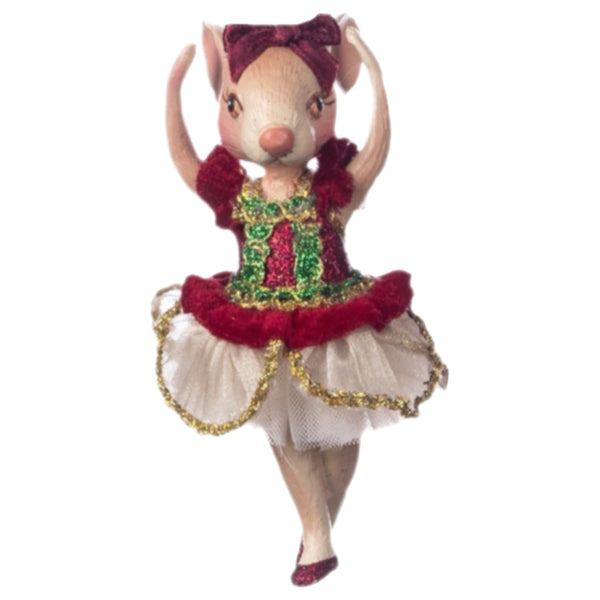 Assorted Red Mouse Ballerina Ornament, INDIVIDUALLY SOLD