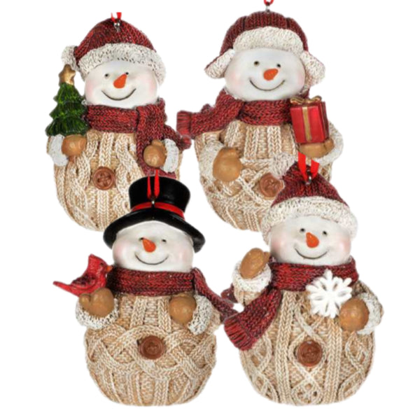 Assorted Snowman In Cream Sweater Ornament, INDIVIDUALLY SOLD