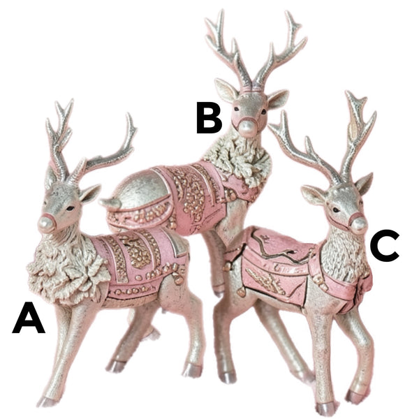 Assorted Reindeer With Pink Blanket Figurine, INDIVIDUALLY SOLD