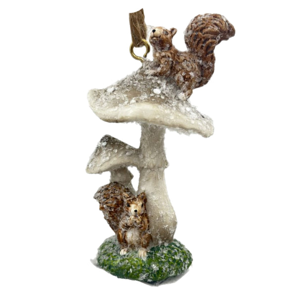 Assorted Woodland Animal On Mushroom Ornament, INDIVIDUALLY SOLD
