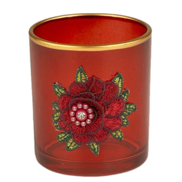 Assorted Embroidered Flower Tealight Candle Holder, INDIVIDUALLY SOLD