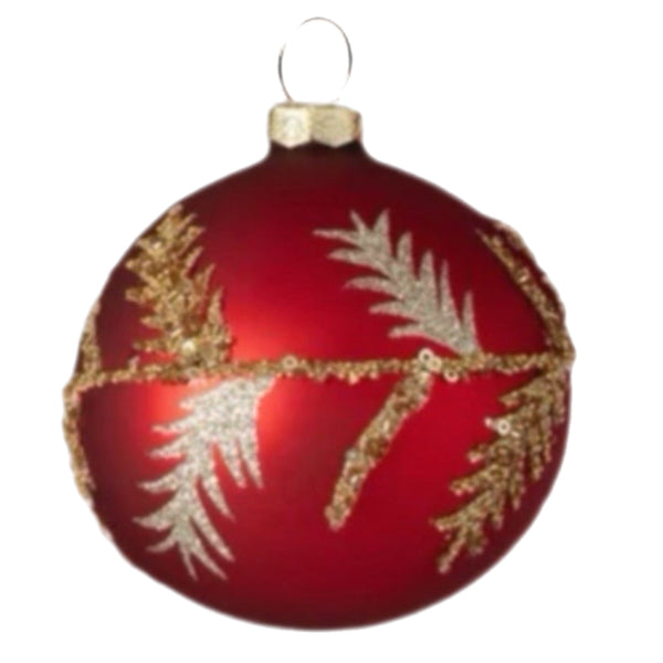 Assorted Red With Gold Feather Ball, INDIVIDUALLY SOLD