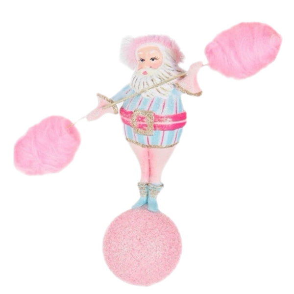 Assorted Balancing Cotton Candy Santa Ornament, INDIVIDUALLY SOLD
