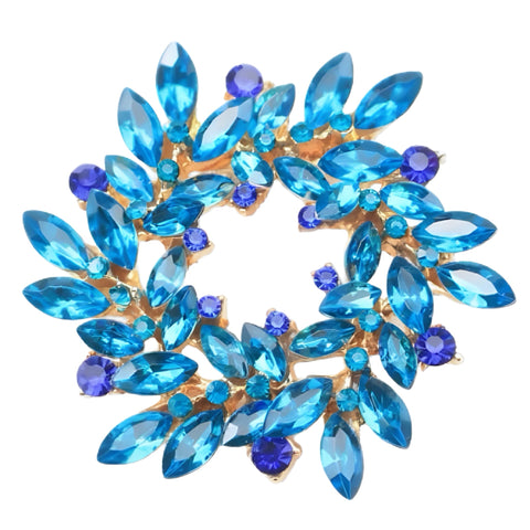 Turquoise & Navy Wreath Brooch