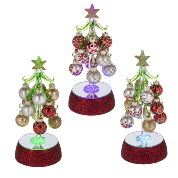 Assorted Red Base Tree With Balls Figurine, INDIVIDUALLY SOLD