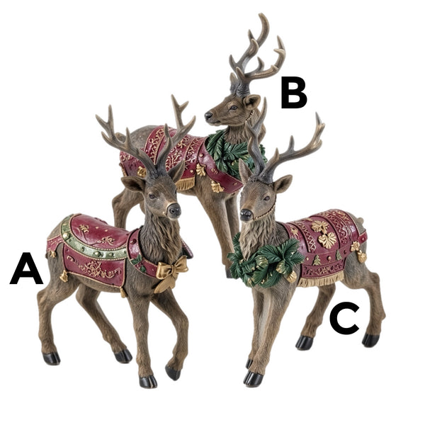 Assorted Reindeer With Red Blanket Figurine, INDIVIDUALLY SOLD