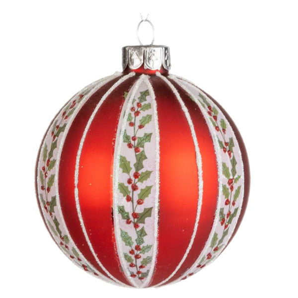 Assorted Holly Striped Ball, INDIVIDUALLY SOLD