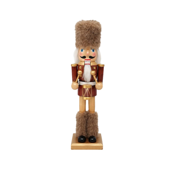 Assorted Drummer Fur Brown Hat Nutcracker, INDIVIDUALLY SOLD
