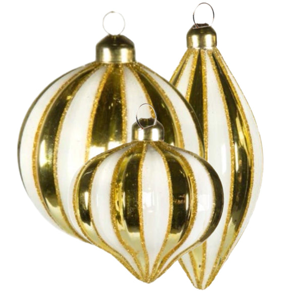 Assorted Gold & White Striped Ball, INDIVIDUALLY SOLD