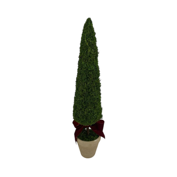 Assorted Moss Cone With Bow Tree Figurine, INDIVIDUALLY SOLD