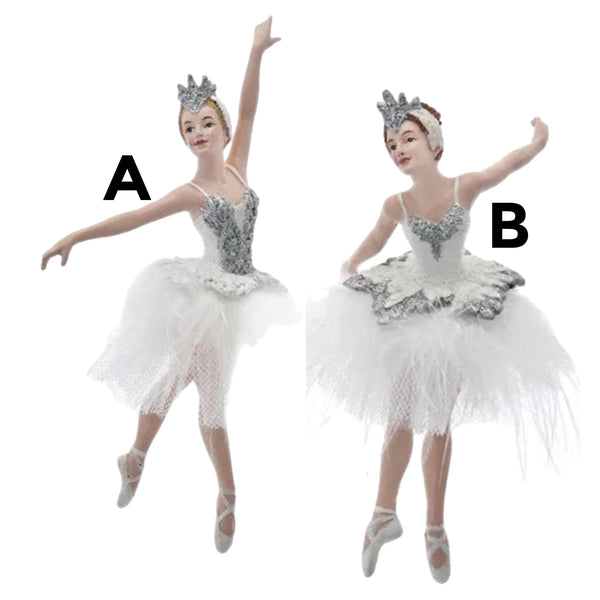 Assorted Silver & White Ballerina Ornament, INDIVIDUALLY SOLD