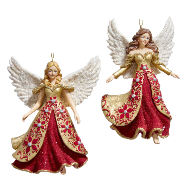 Assorted Angel With Flowers On Dress Ornament, INDIVIDUALLY SOLD
