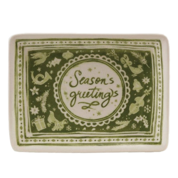 Assorted Green & White  Christmas Design Plate, INDIVIDUALLY SOLD