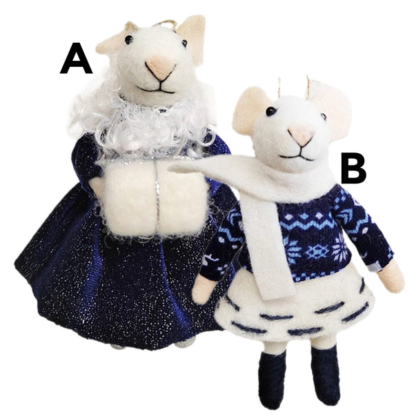 Assorted Mouse In Blue Dress Ornament, INDIVIDUALLY SOLD