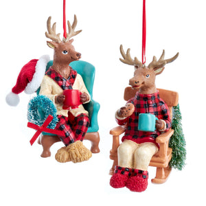 Assorted Reindeer Sitting In Chair Ornament, INDIVIDUALLY SOLD