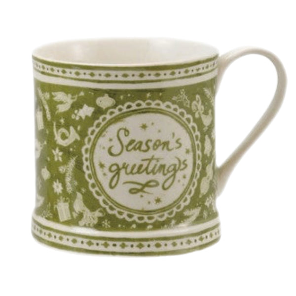 Assorted Green & White Holiday Mug, INDIVIDUALLY SOLD