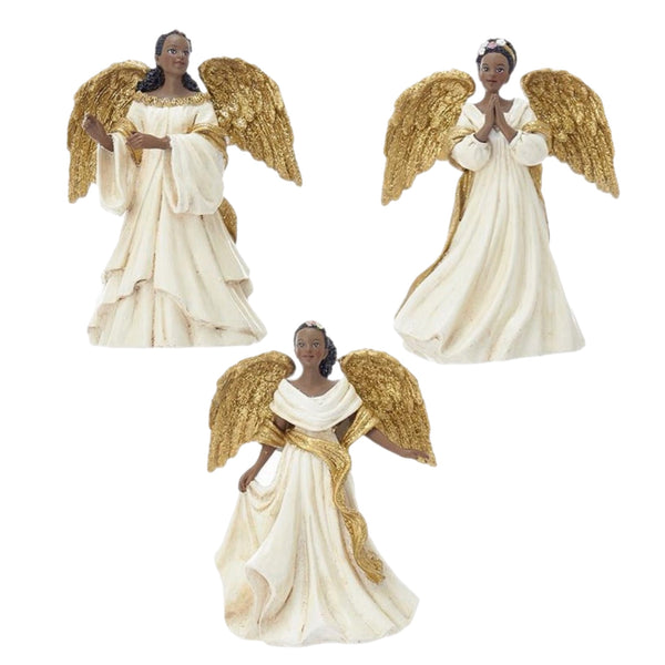 Assorted African Angel With Gold Wings Ornament, INDIVIDUALLY SOLD