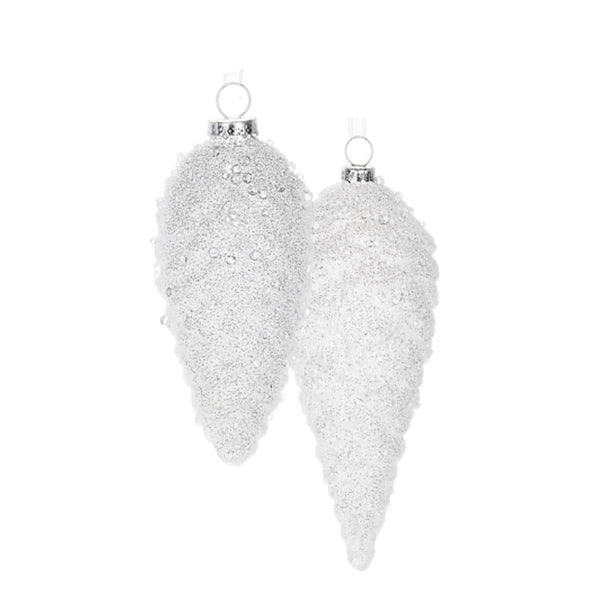 Assorted White Iced Pinecone Ornament, INDIVIDUALLY SOLD