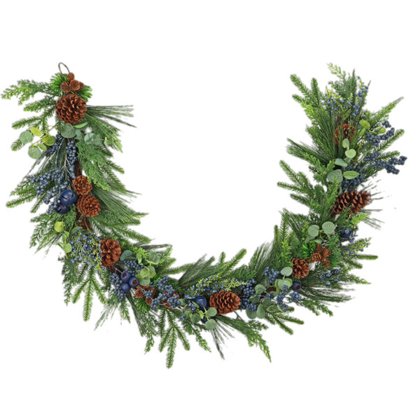 6' Mixed Pine With Blueberries Garland