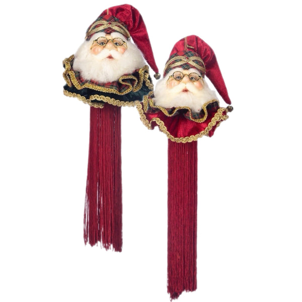 Assorted Santa Head Tassel Ornament, INDIVIDUALLY SOLD