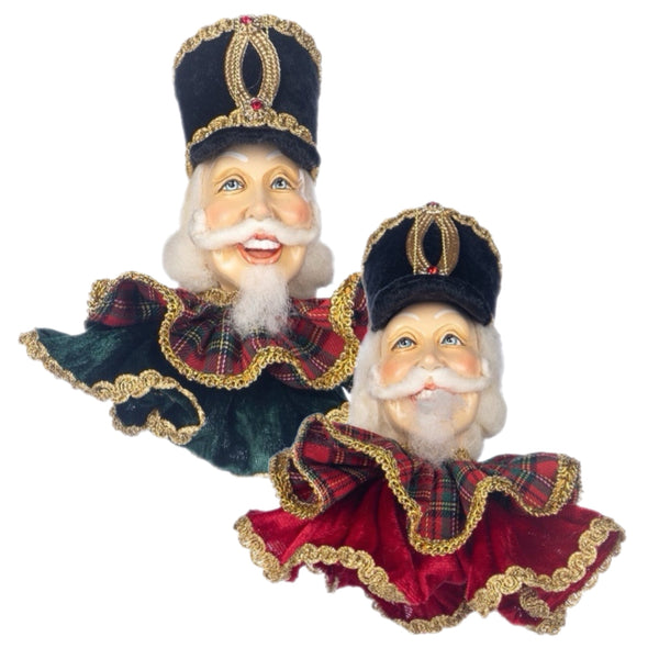 Assorted Tartan Nutcracker Head Ornament, INDIVIDUALLY SOLD