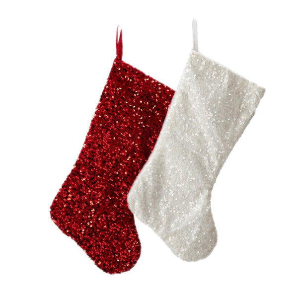Assorted 19" Glittered Stocking, INDIVIDUALLY SOLD