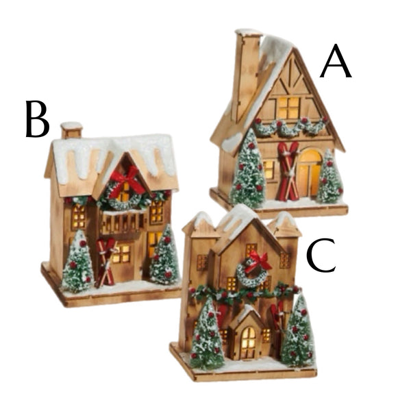 Assorted LED Cabin Figurine, INDIVIDUALLY SOLD
