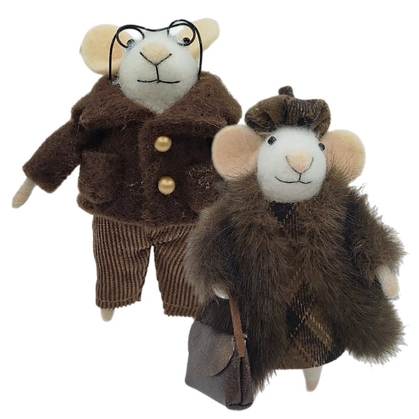 Assorted Mouse In Brown Coat Ornament, INDIVIDUALLY SOLD