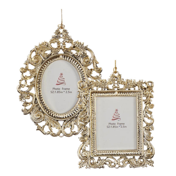 Assorted Champagne Ornate Photo Frame Ornament, INDIVIDUALLY SOLD
