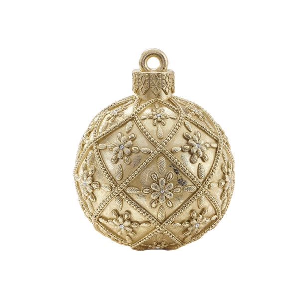 Assorted LED White & Gold Flower Ball Figurine, INDIVIDUALLY SOLD