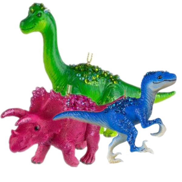 Assorted Glitter Dinosaur Ornament, INDIVIDUALLY SOLD