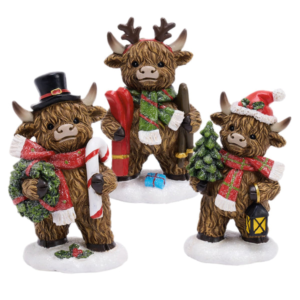 Assorted Standing Highland Cow Figurine, INDIVIDUALLY SOLD