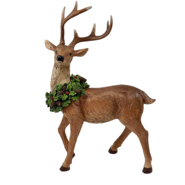 Assorted Reindeer With Wreath Figurine, INDIVIDUALLY SOLD