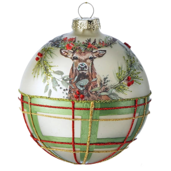 Assorted Plaid Reindeer Ball, INDIVIDUALLY SOLD