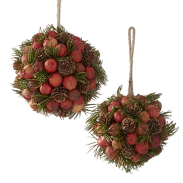 Assorted Orange & Pinecone Floral Ball, INDIVIDUALLY SOLD