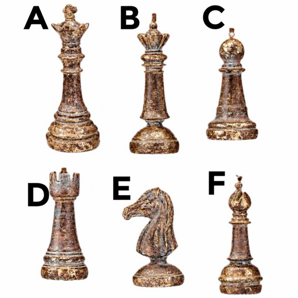 Assorted Chess Piece Ornament, INDIVIDUALLY SOLD