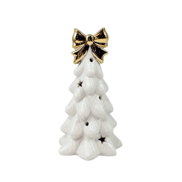 Assorted LED Tree With Gold Bow Topper Figurine, INDIVIDUALLY SOLD