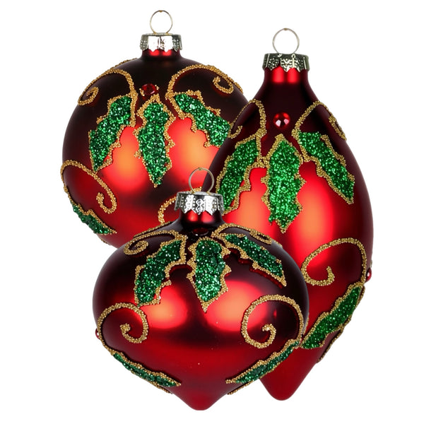 Assorted Red Holly Ball, INDIVIDUALLY SOLD