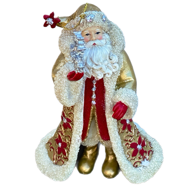 Assorted Santa With Flower Ornament, INDIVIDUALLY SOLD