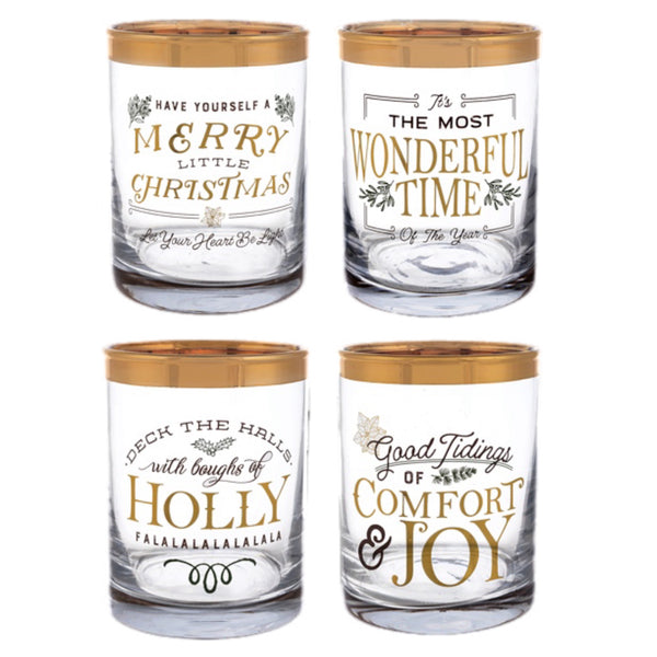 Assorted Low Ball Glass With Saying, INDIVIDUALLY SOLD