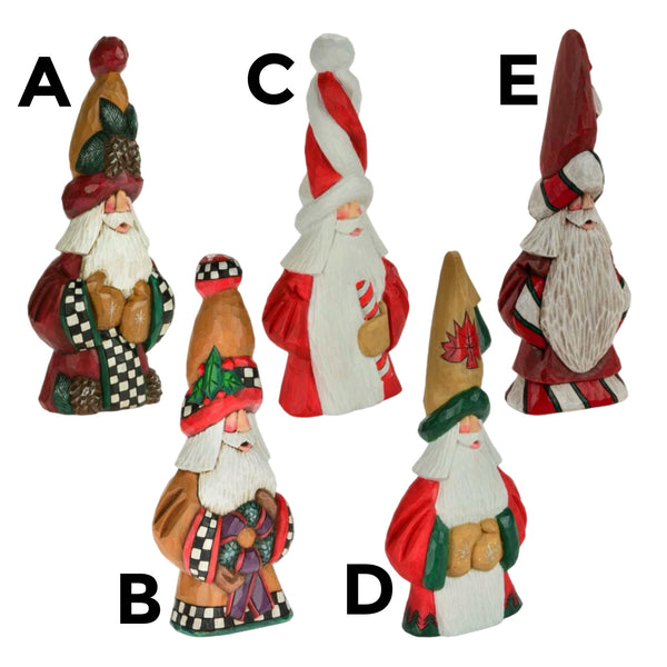 Assorted Faux Wood Santa Figurines, INDIVIDUALLY SOLD