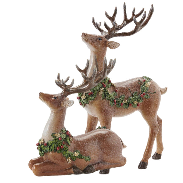 Assorted Reindeer With Leaf Garland Figurine, INDIVIDUALLY SOLD