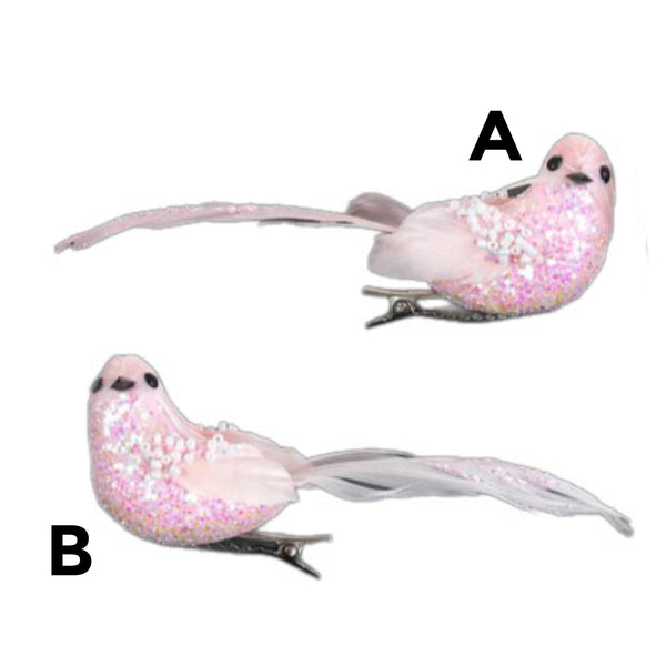 Assorted Pink Clip On Bird Ornament, INDIVIDUALLY SOLD