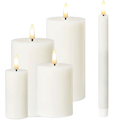Assorted Cream Pillar Flameless Candle, INDIVIDUALLY SOLD